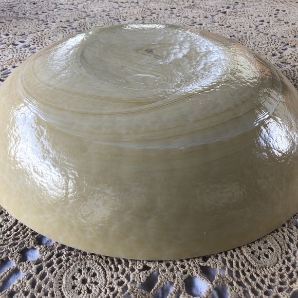 Murino Large Glass Hand Blown Dish Pearlescent Beige Centre Piece 16” Round - Picture 7 of 8